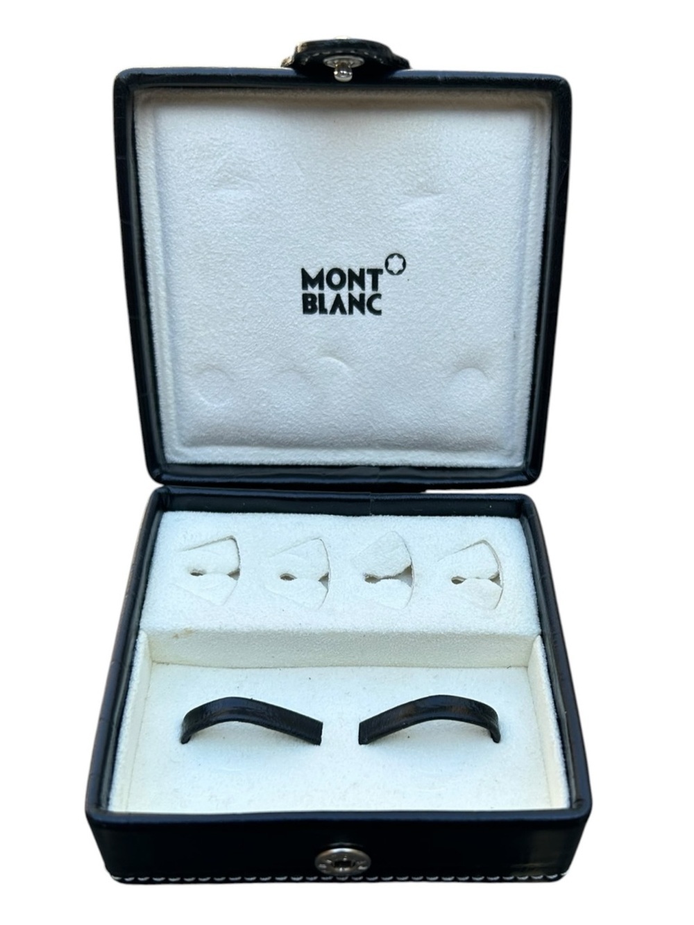 Vintage Montblanc Presentation Box For Cufflinks Shirt Studs Crocodile Black